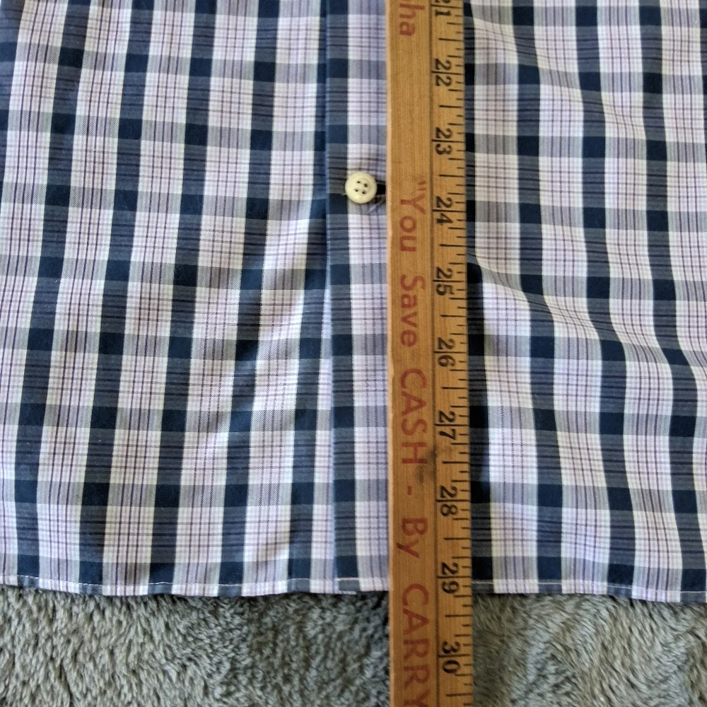 Mens Banana Republic XXL  Long Sleeve Button Down Purple Plaid Long Sleeve Shirt